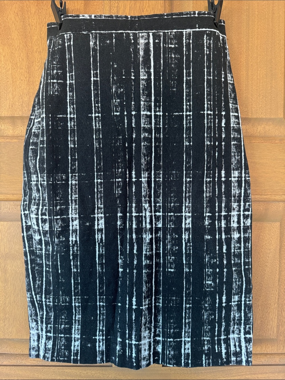 Banana Republic Black with White Vertical Stripe Pencil Skirt